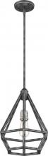 Nuvo 60/6263 - Orin - 1 Light Small Pendant - Iron Black Finish with Brushed Nickel Accents