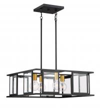 Nuvo 60/6414 - Payne; 4 Light; Pendant with Clear Beveled Glass; Midnight Bronze Finish