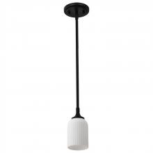 Nuvo 60/8645 - Solara; Mini Pendant; Matte Black Finish; Frosted Ribbed Glass