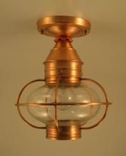 Northeast Lantern 2524-DAB-MED-CLR - Caged Onion Flush Dark Antique Brass Medium Base Socket Clear Glass