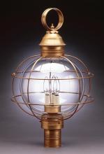 Northeast Lantern 2853-DB-LT3-CLR - Caged Round Post Dark Brass 3 Candelabra Sockets Clear Glass