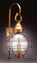 Northeast Lantern 2861-AB-MED-CLR - Caged Round Wall Antique Brass Medium Base Socket Clear Glass