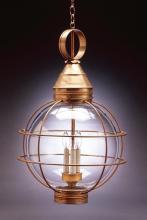 Northeast Lantern 2862-VG-MED-CLR - Caged Round Hanging Verdi Gris Medium Base Sockets Clear Glass