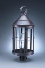 Northeast Lantern 3353-DAB-CIM-CLR - Cone Top Post Dark Antique Brass Medium Base Socket With Chimney Clear Glass