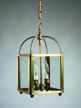 Northeast Lantern 6812-AC-LT2-CLR - Square Corners Hanging Antique Copper 2 Candelabra Sockets Clear Glass