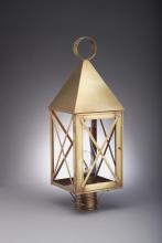 Northeast Lantern 7053-DB-CIM-CLR - Pyramid Top X-Bars Post Dark Brass Medium Base Socket With Chimney Clear Glass
