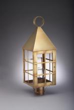 Northeast Lantern 7153-VG-LT3-CLR - Pyramid Top H-Bars Post Verdi Gris 3 Candelabra Sockets Clear Glass