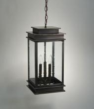 Northeast Lantern 8932-AB-LT3-CLR - Hanging Antique Brass 3 Candelabra Sockets Clear Glass