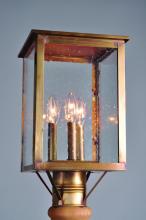 Northeast Lantern 8983-VG-LT3-CLR - Post Verdi Gris 3 Candelabra Sockets Clear Glass