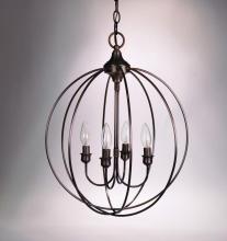 Northeast Lantern CH904-DB-LT4 - Hanging Circle Chandelier Dark Brass 4 Candelabra Sockets