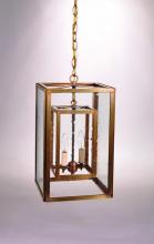 Northeast Lantern SS1016-DB-LT2-CLR - Square Hanging Inside Square Dark Brass 2 Candelabra Sockets Clear Glass