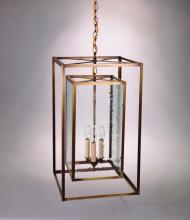 Northeast Lantern SS1424-DAB-LT3-CLR - Square Hanging Inside Square Dark Antique Brass 3 Candelabra Sockets Clear Glass